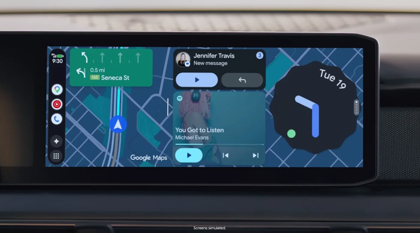 Android Auto จะเล่นวิดีโอได้, มีวิดเจ็ต, แผนที่เต็มจอ
